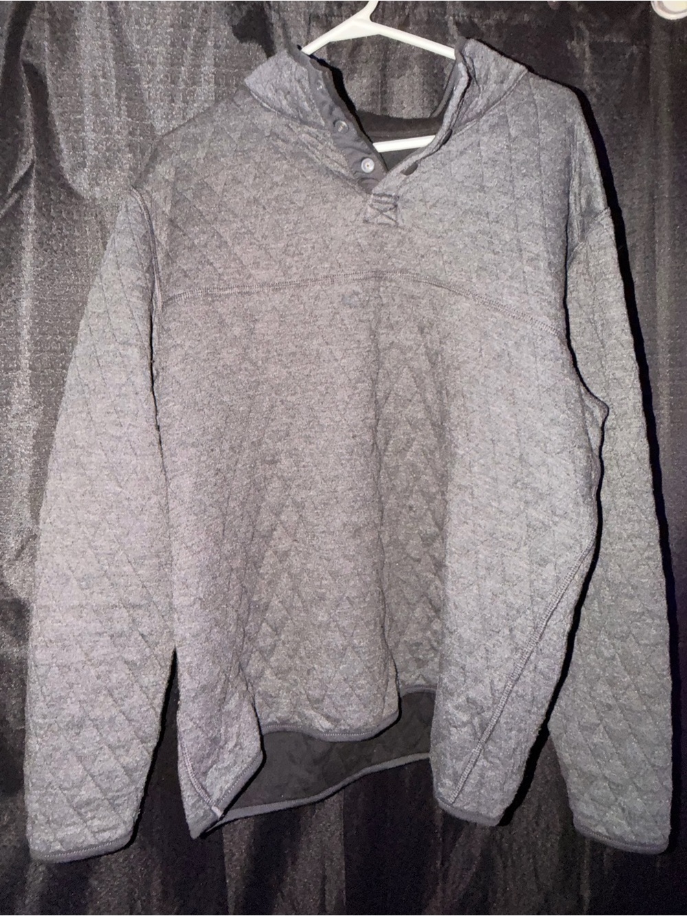 George Men’s Quilted Reversible Gray and Black Crewneck Pullover Sweatshirt